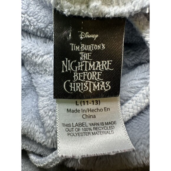 Disney Nightmare Before Christmas Fleece Blue Gray Hooded Sweater Large 11-13 - Picture 7 of 12